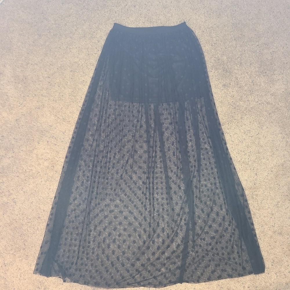 NWOT Sheer Polka Dot Maxi Skirt